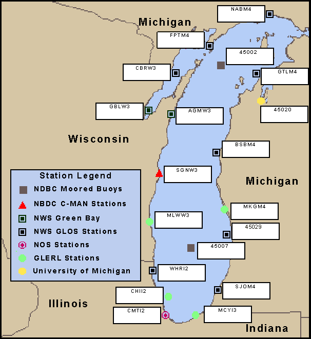 Mesomap of nearby weather buoys